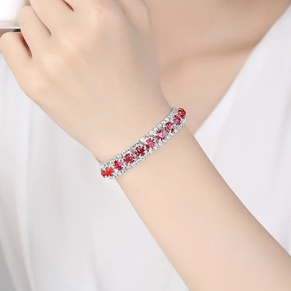 Petite Red Crystal & White Rhinestone Bracelet - Picture 3 of 3